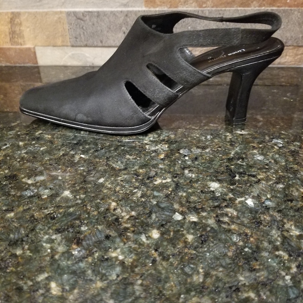 Black sling back pumps
